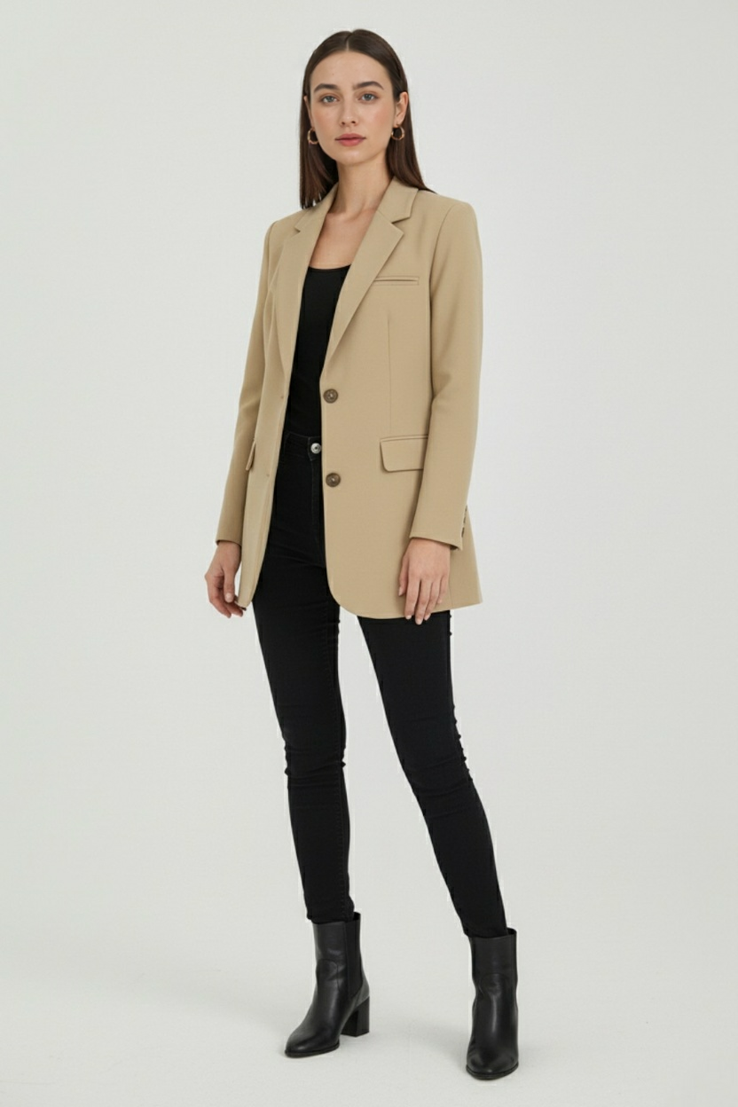Dames Slanke Beige Blazer