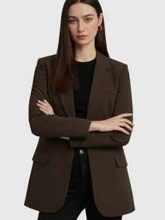Marynarka damska, slim fit brązowa, casualowa lub biznesowa