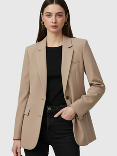 Damska khaki marynarka slim fit - Lekka i stylowa na biznesowy luz