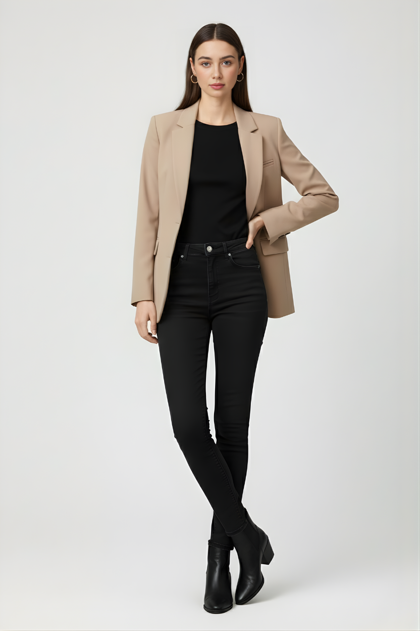 Dames Slanke Khaki Blazer