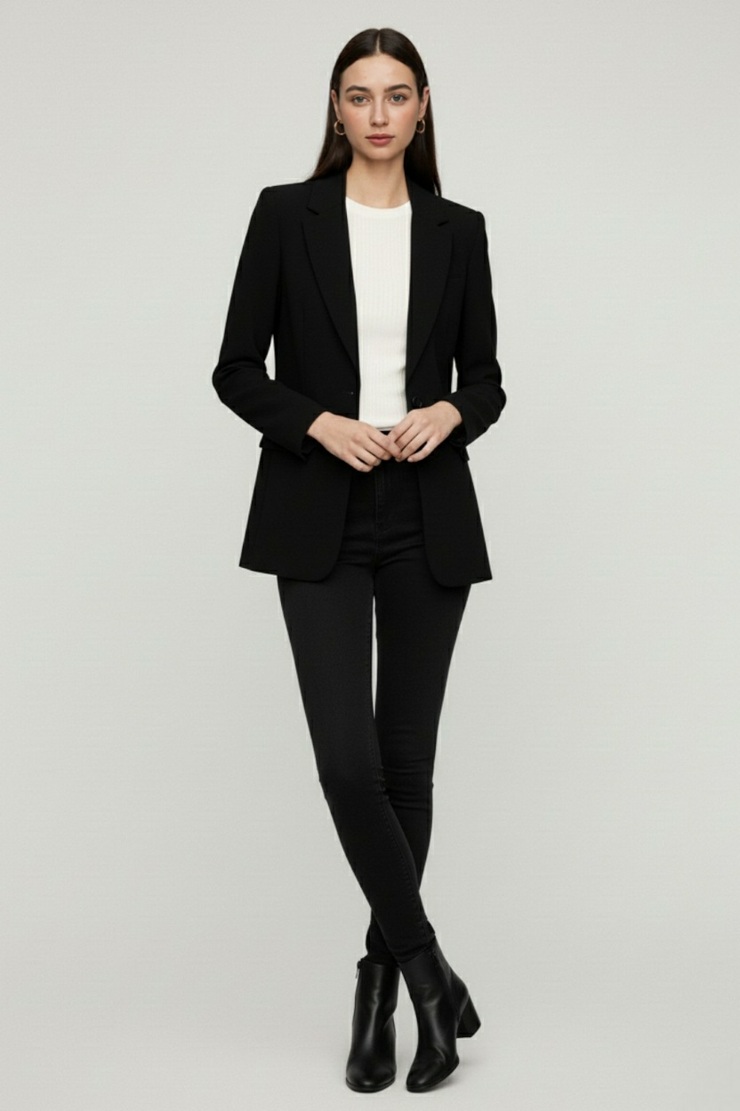 Dames Slanke Zwart Blazer