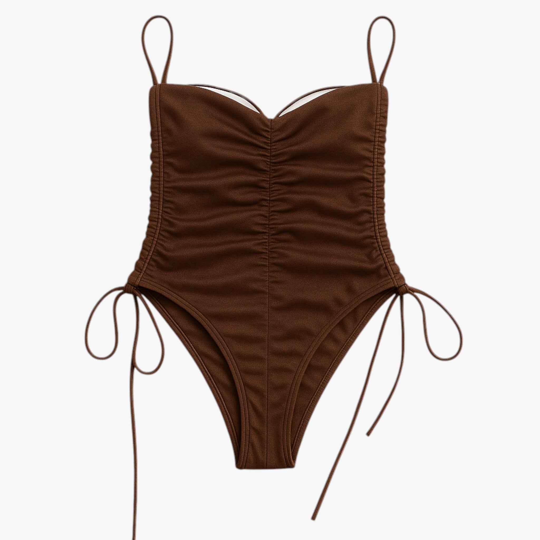 Dames zwemkleding : Elsa Dames Strapless Zwempak Bruin - Perfect voor Zomerplezier in van Vanda Liamo