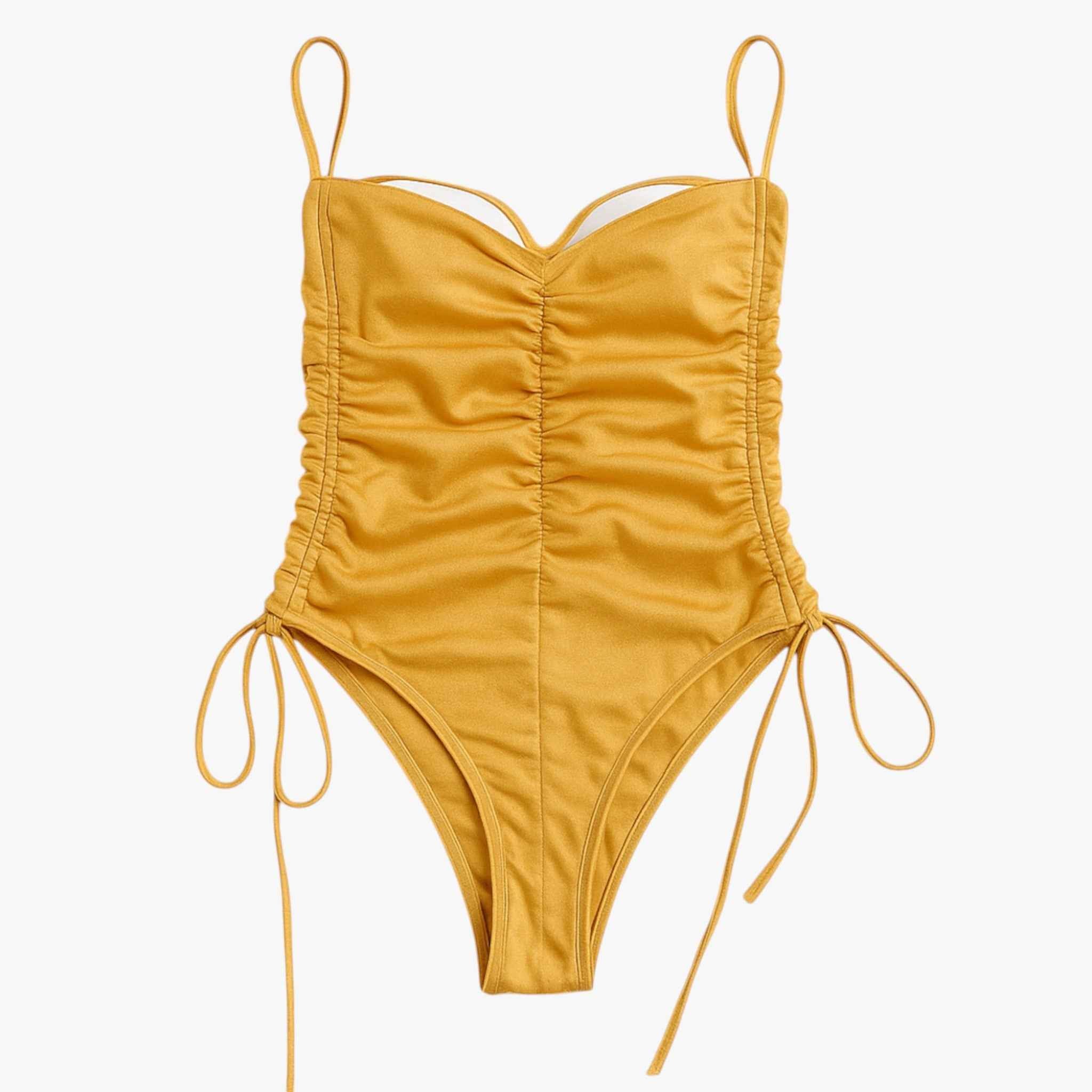 Dames zwemkleding : Elsa | Dames Strapless Zwempak - Goud in van Vanda Liamo