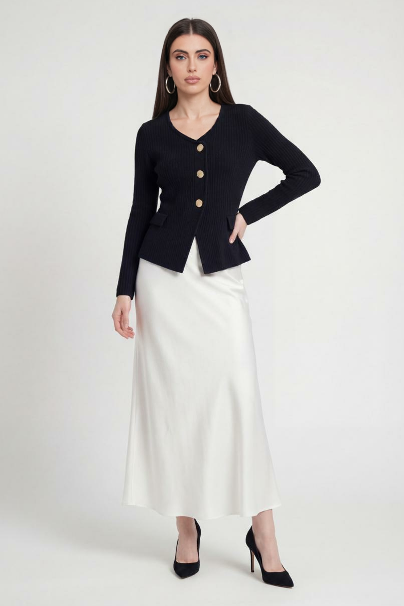 Women's Warm Black Knit Cardigan