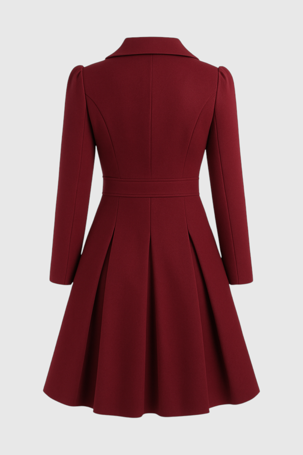 Coat : Women's Burgundy Wool Blend Trench Coat - Warm Winter Jacket in van Vanda Liamo