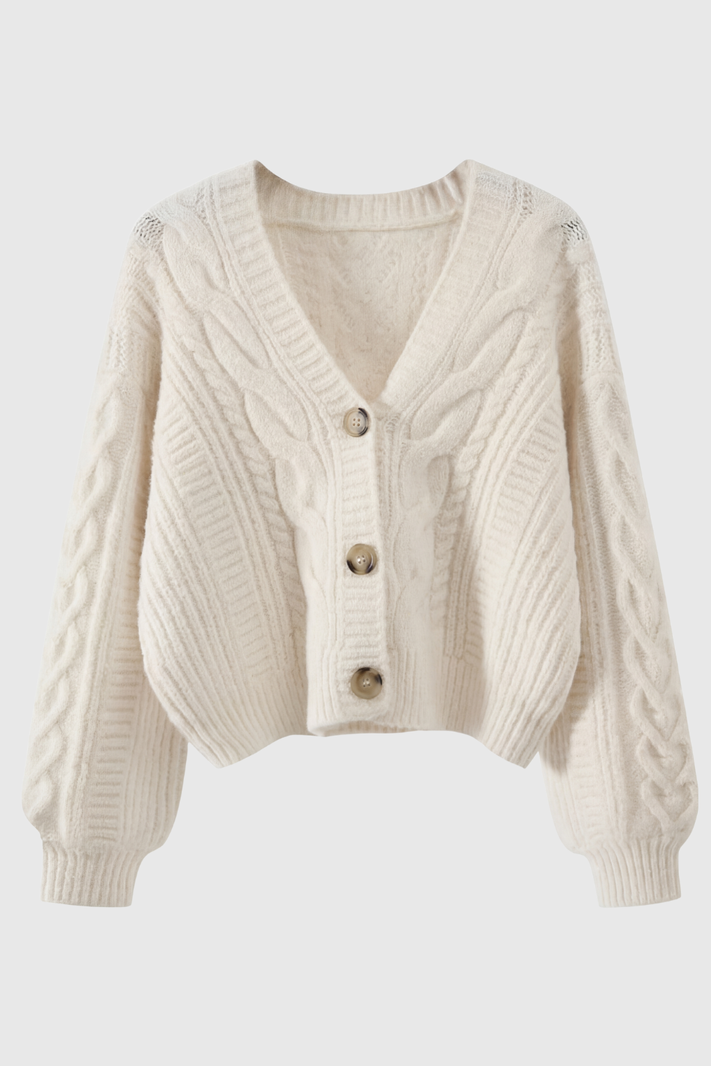 Women's White V-Neck Cardigan
