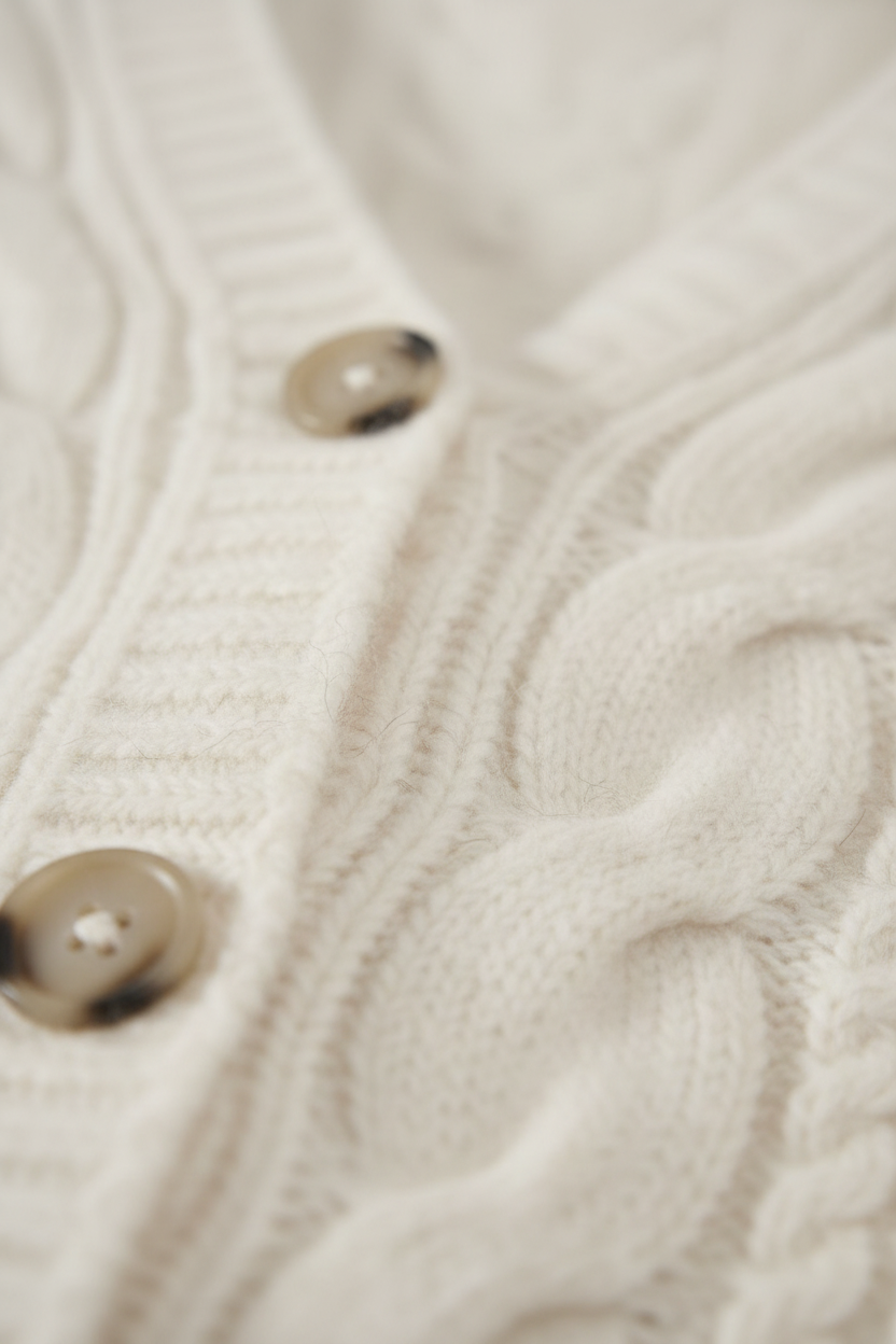 Women's White V-Neck Cardigan