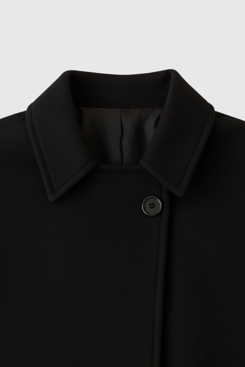 Dames Wollen Losse Zwarte Jas