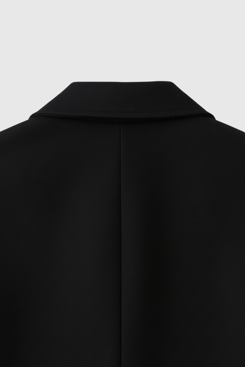 Dames Wollen Losse Zwarte Jas