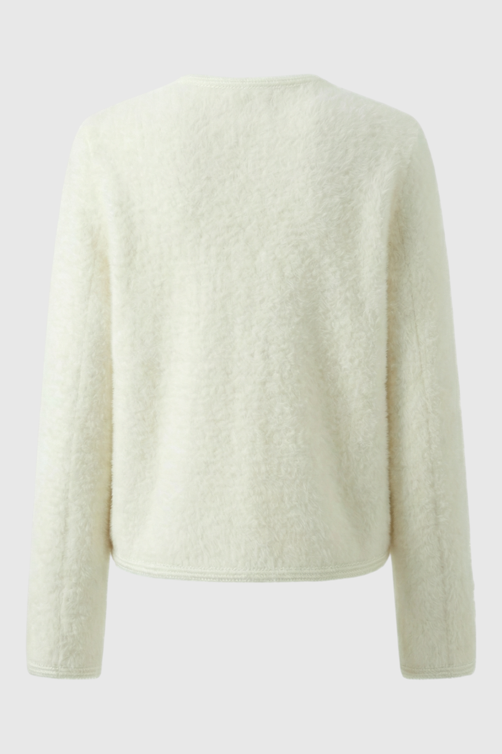 Women's Soft Crew Neck White Cardigan