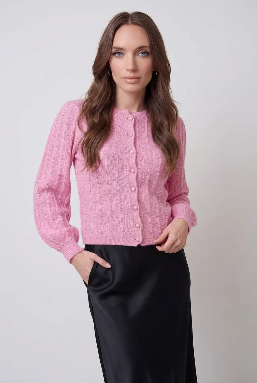 Dames Zachte Roze Gebreide Vestje