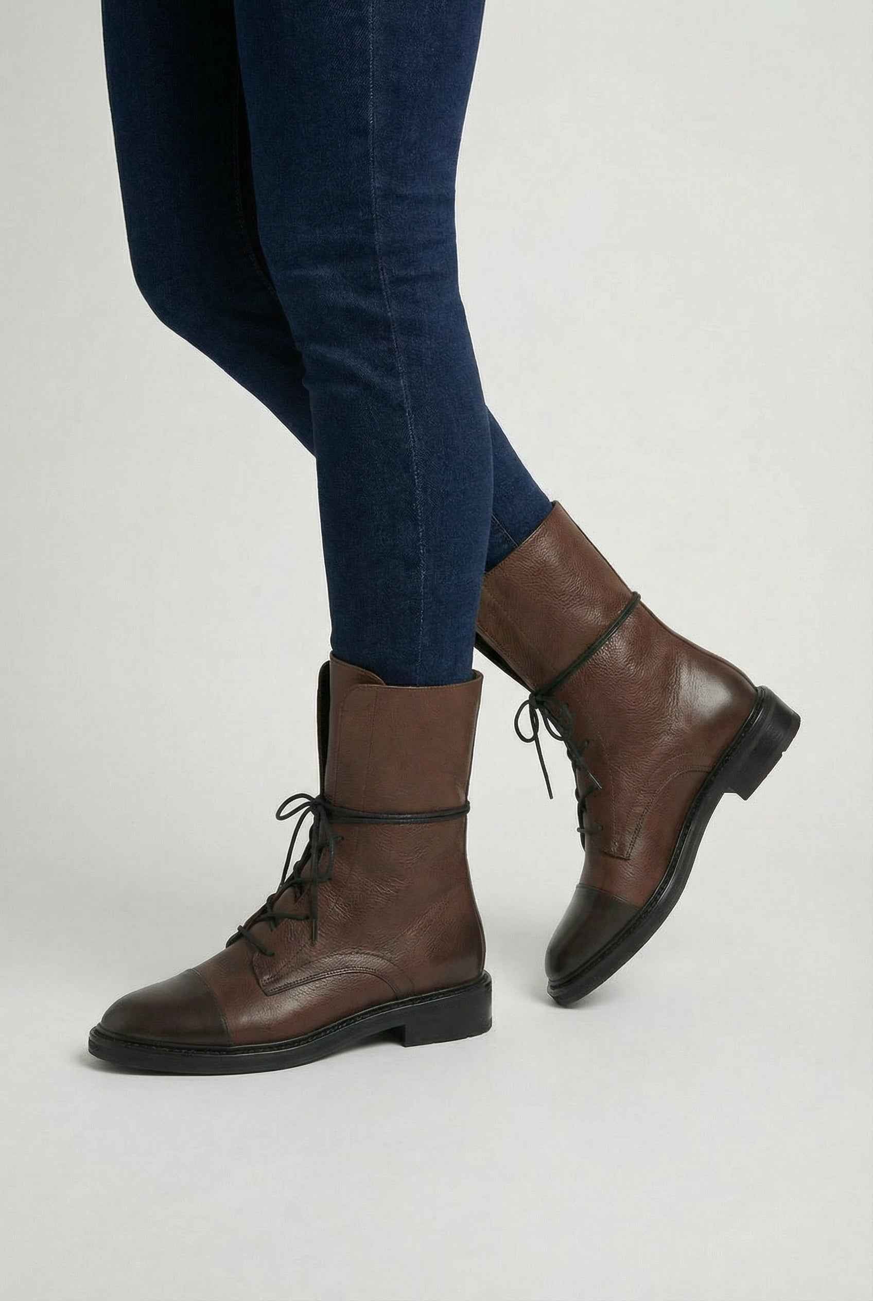 Elegant Dark Brown Lace-Up Boots for Women