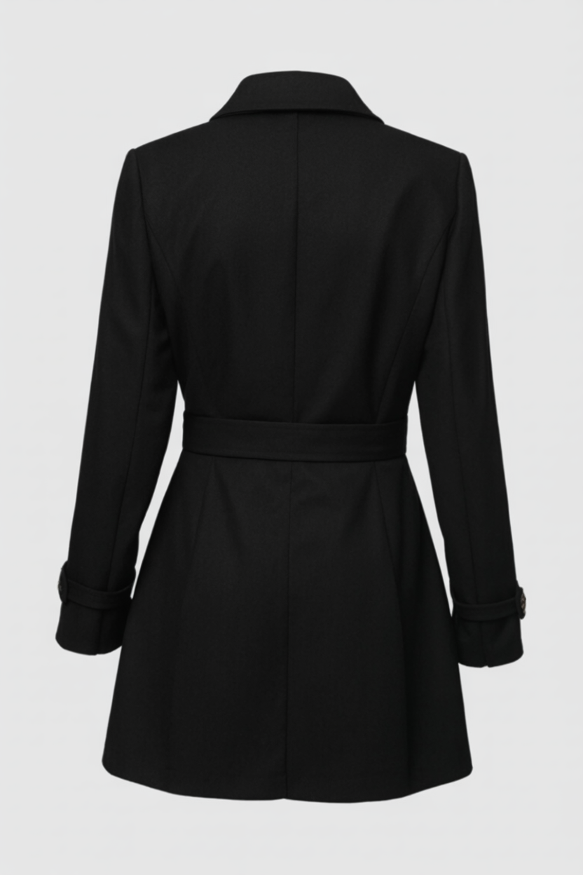 Elegante Halflange Zwarte Winterjas