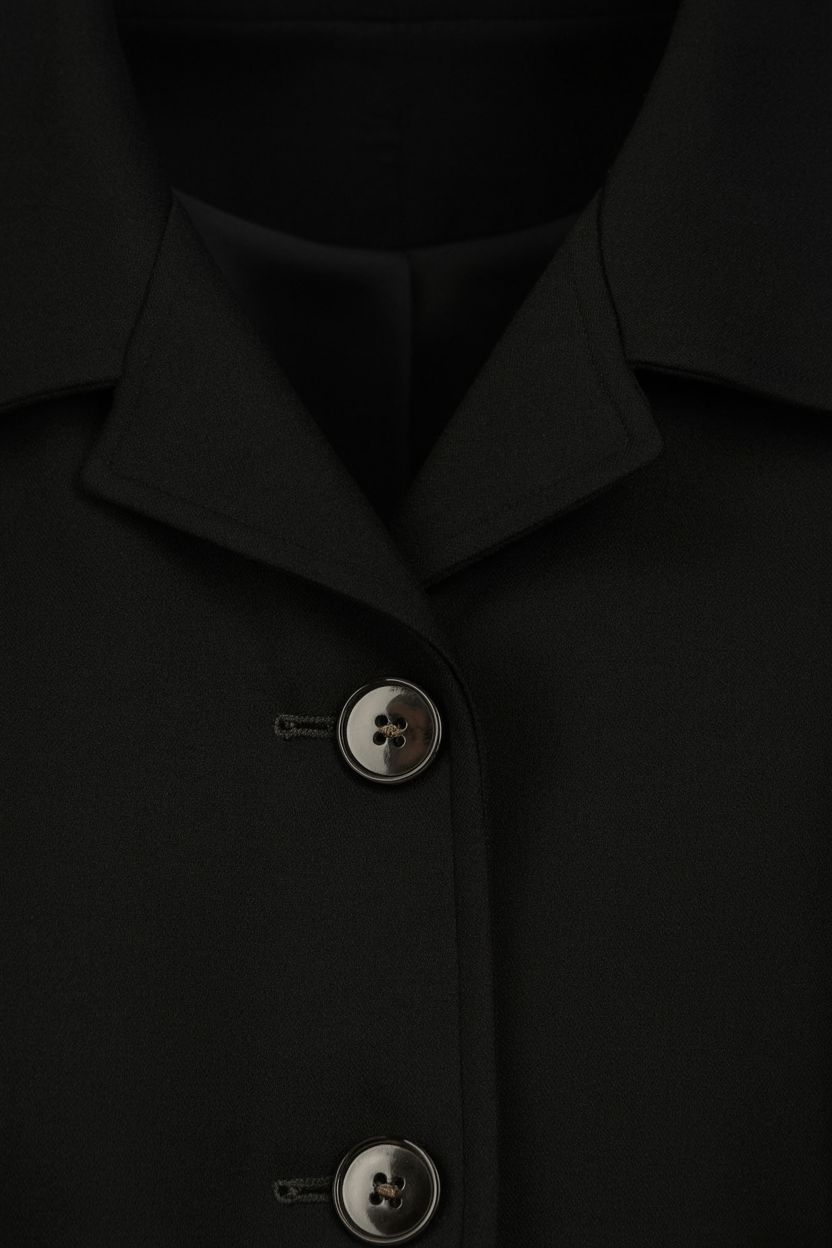 Elegante Halflange Zwarte Winterjas