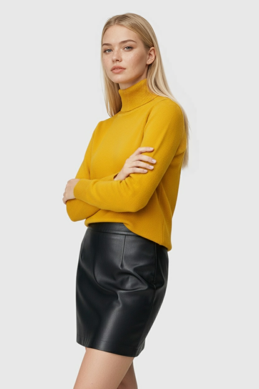 Geel Fleece Gevoerde Thermische Coltrui