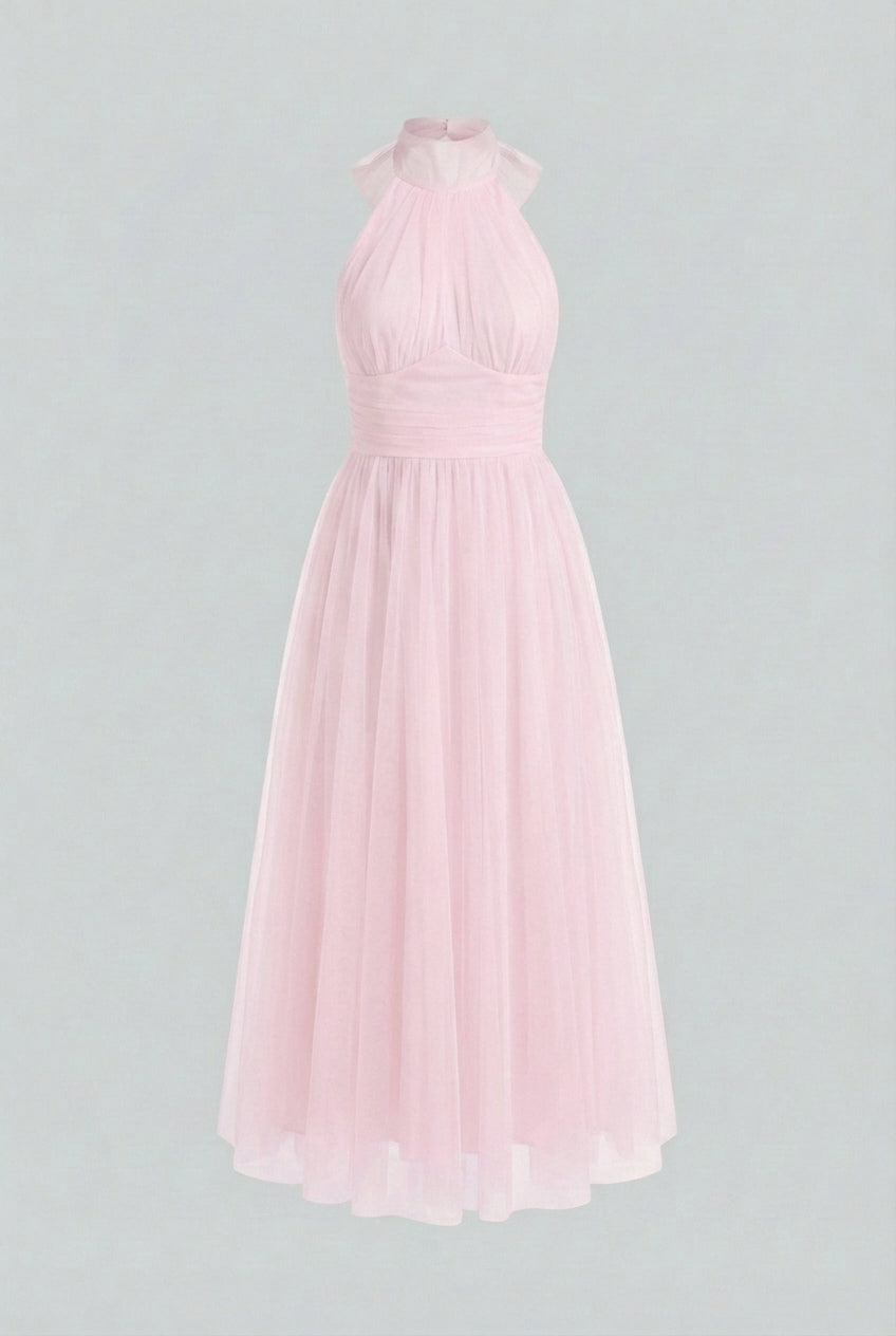 Blush Pink Halter Midi Dress