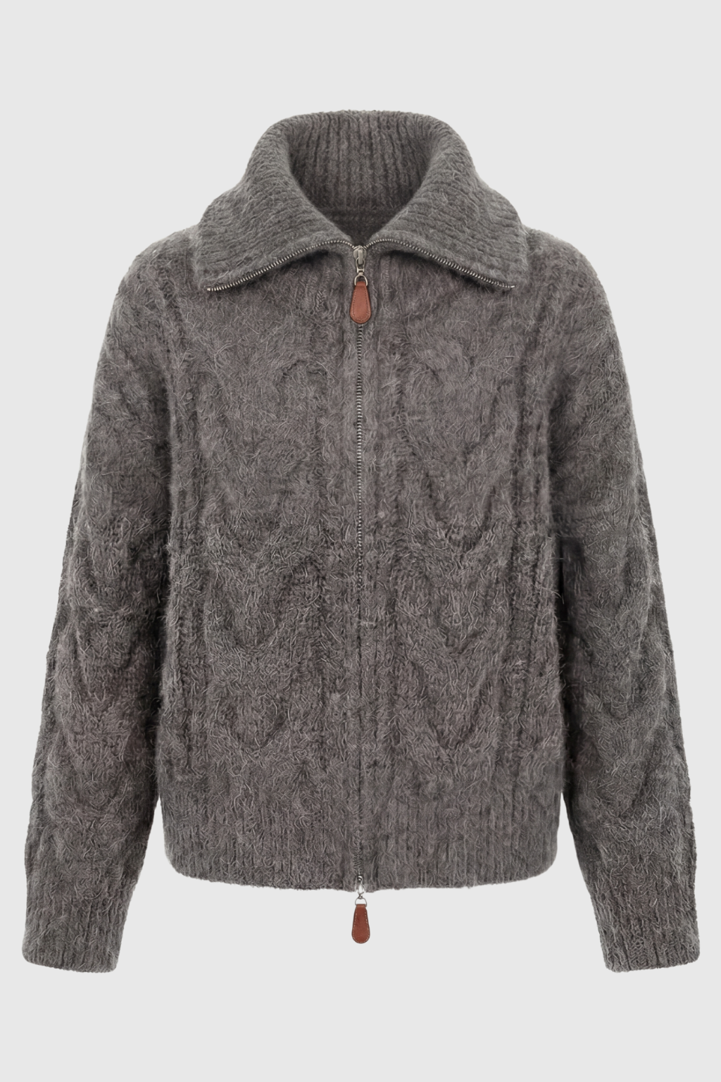 Cardigan : Women's Gray Cardigan with Zipper in Grey One Size van Vanda Liamo