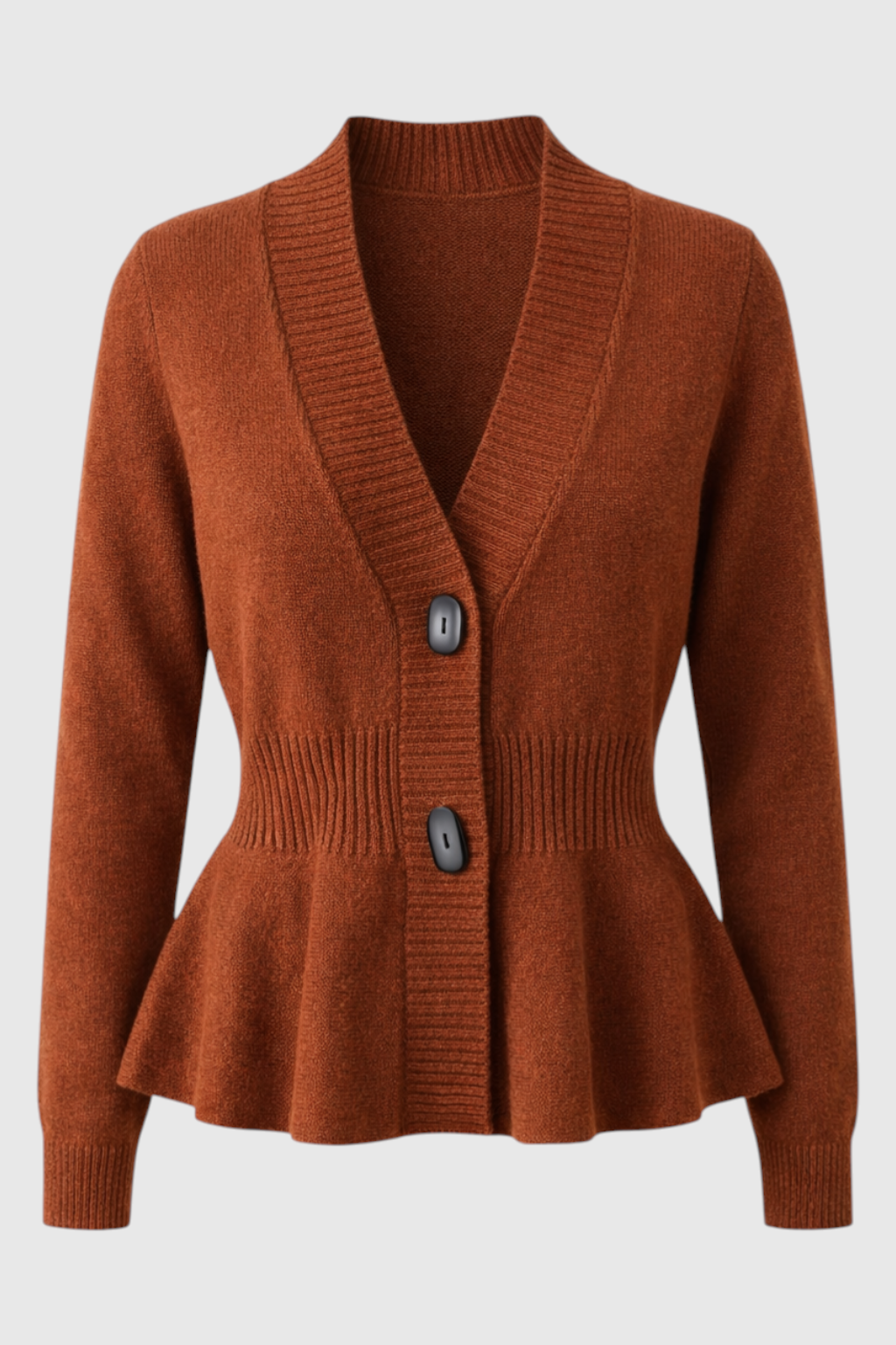Women's Slim Brown V-Neck Cardigan