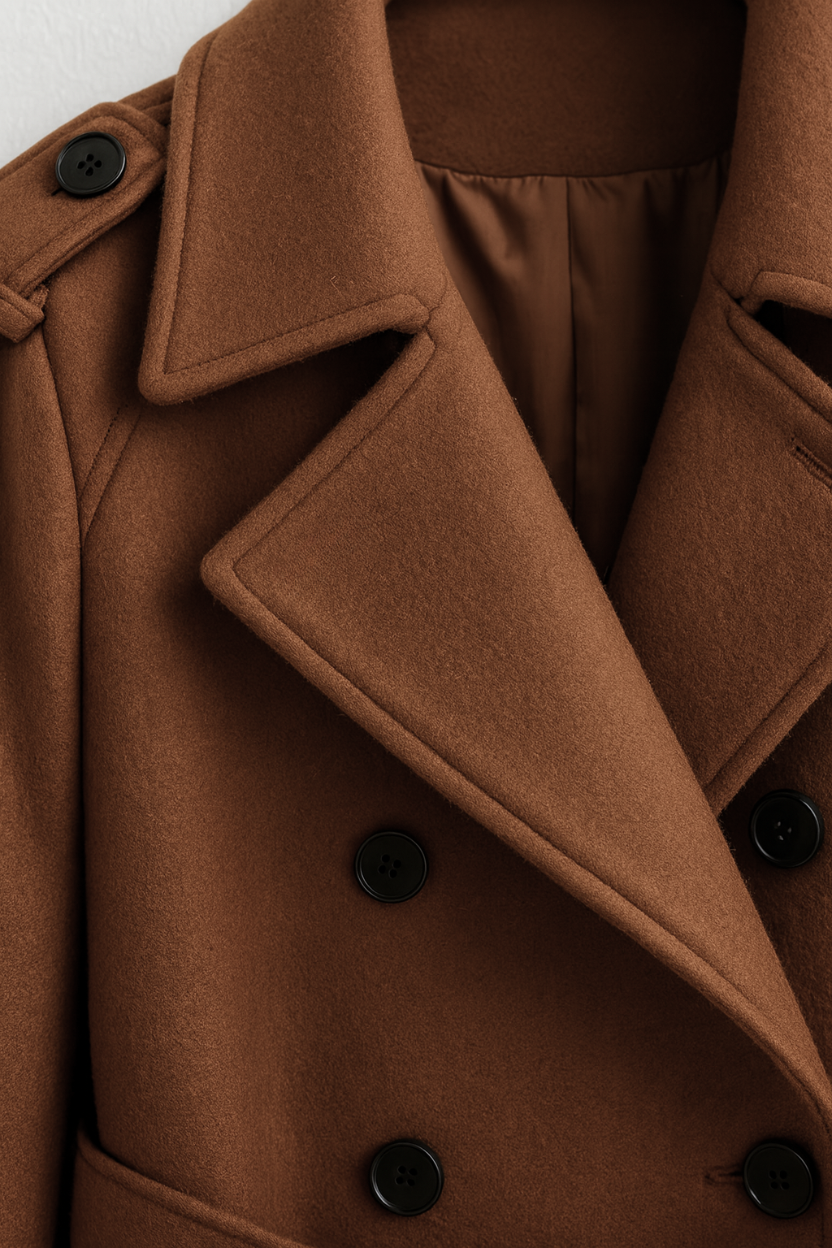 Lange Bruine Damesjas met Riem