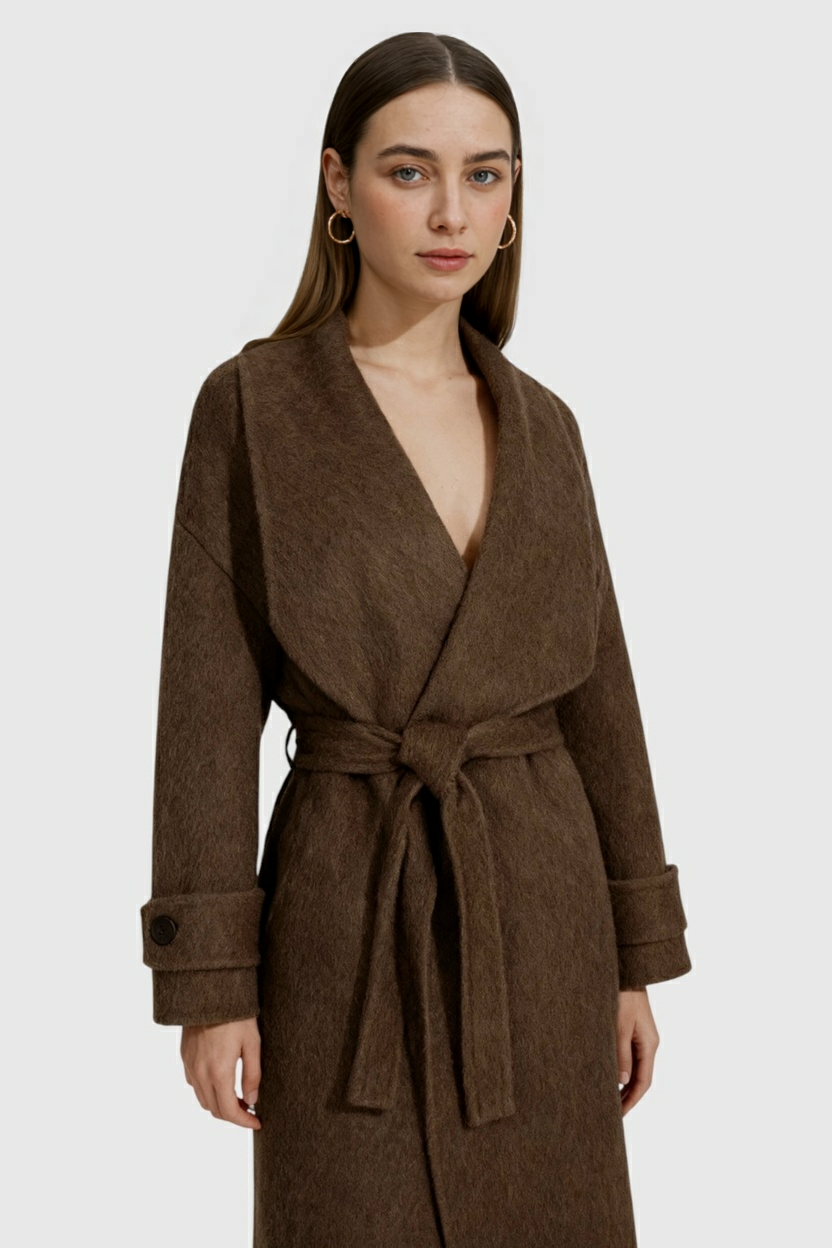 Lange Dames Bruin Jas Voor Winter