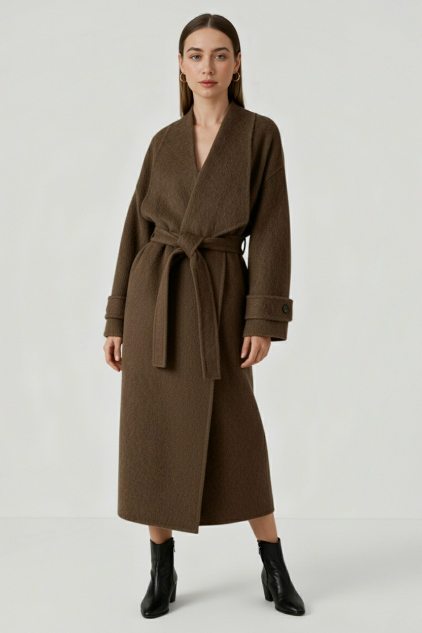 Lange Dames Bruin Jas Voor Winter