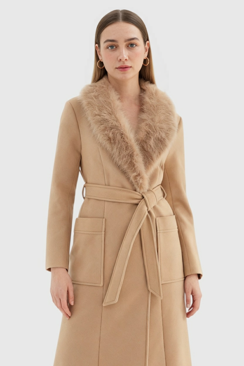 Lange Dames Jas Winter met Riem