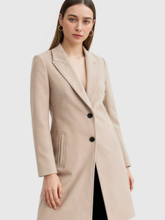 Długi damski khaki płaszcz zimowy