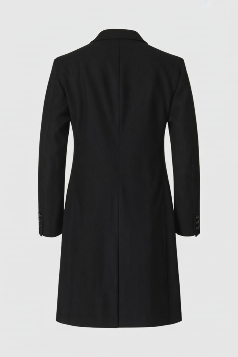 Lange Dames Zwarte Jas met Chic Revers