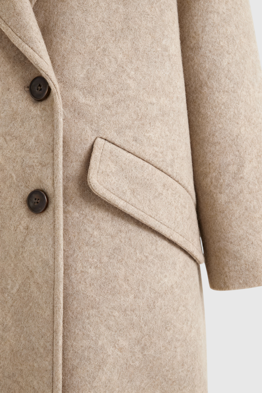 Lange Wollen Khaki Jas voor Dames