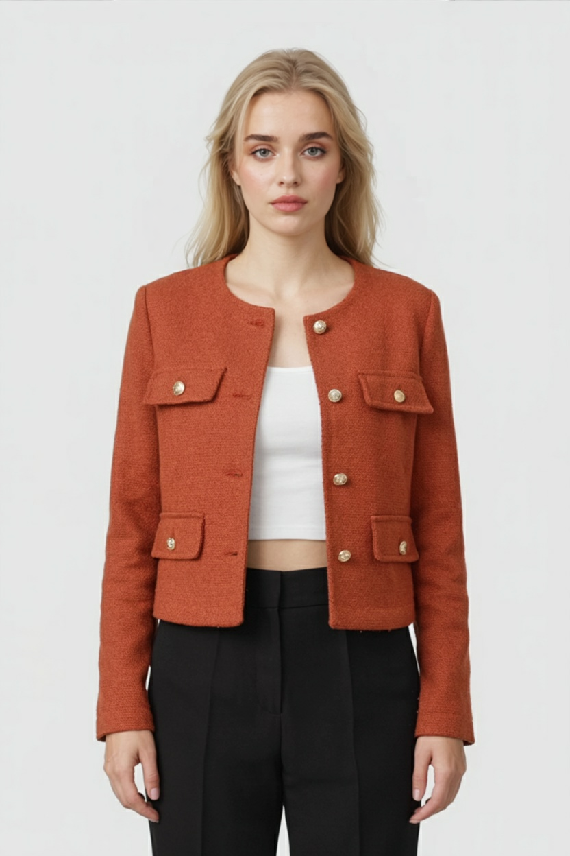 Oranje-rood Wintershortjack voor Dames