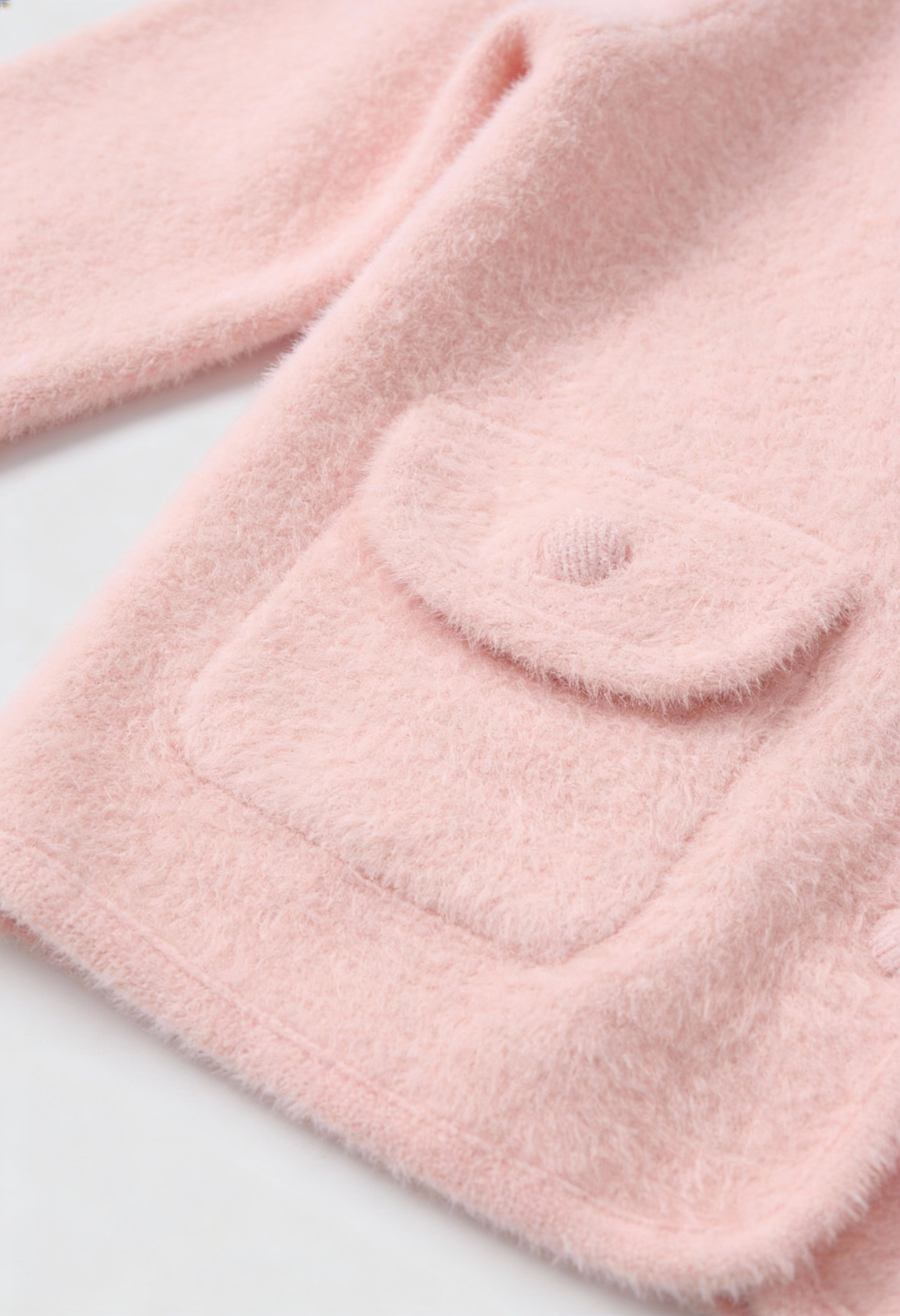 Women's Pink Knitted Long Sleeve Cardigan with O-Neck