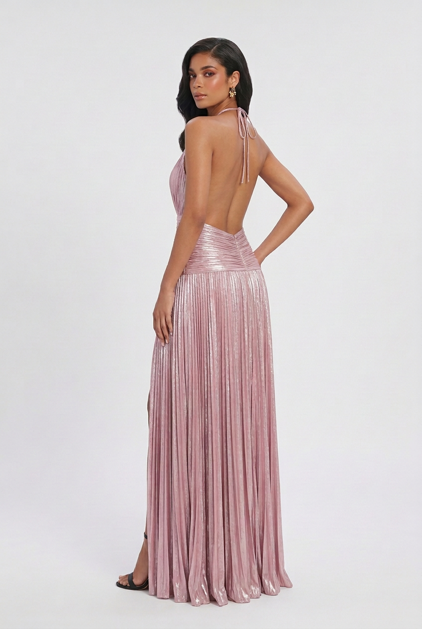 Metallic Pink Maxi Dress - Women’s Dresses