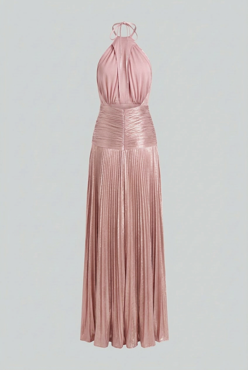 Metallic Pink Maxi Dress - Women’s Dresses