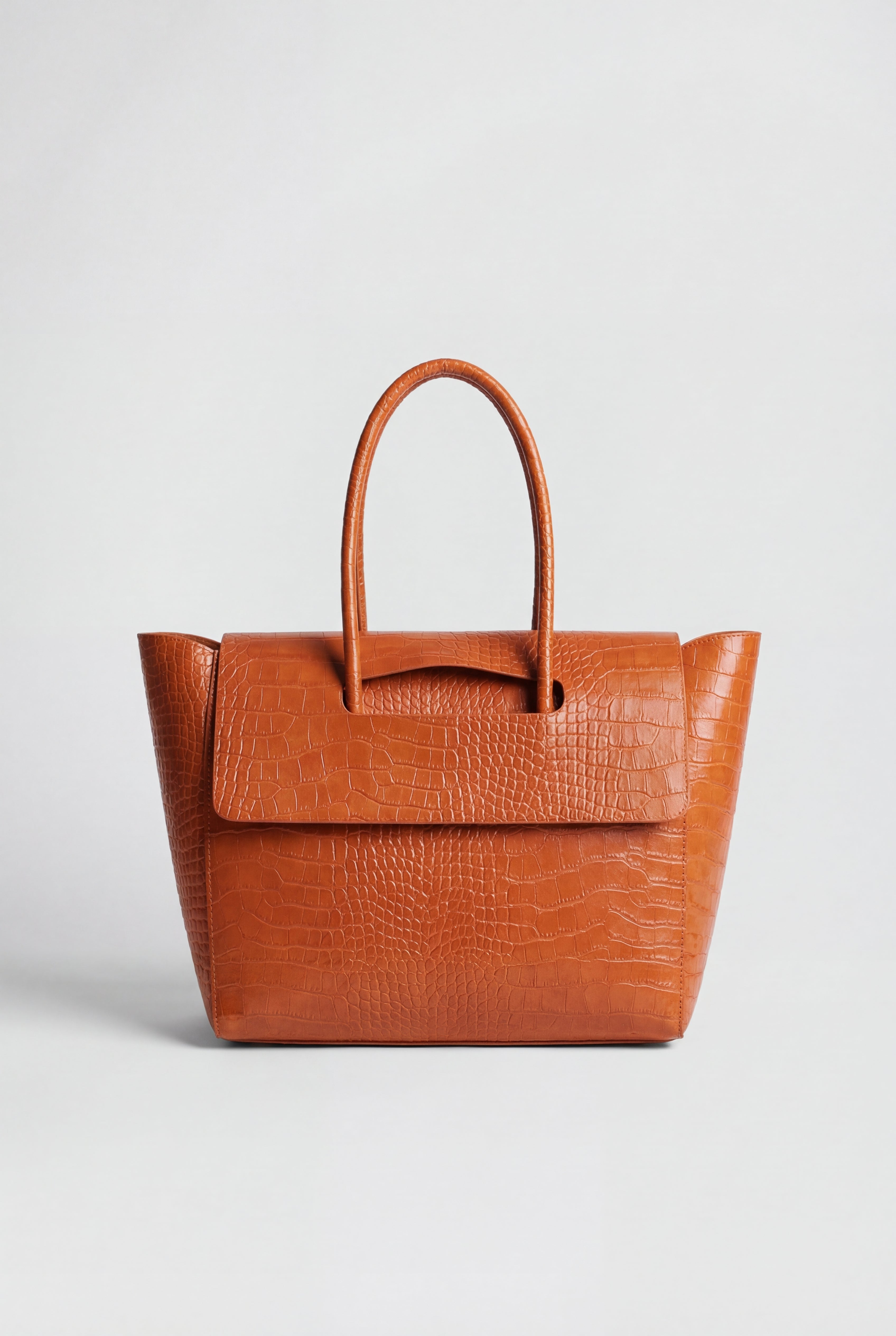 Women's Black Crocodile Pattern Handbag, Roomy &