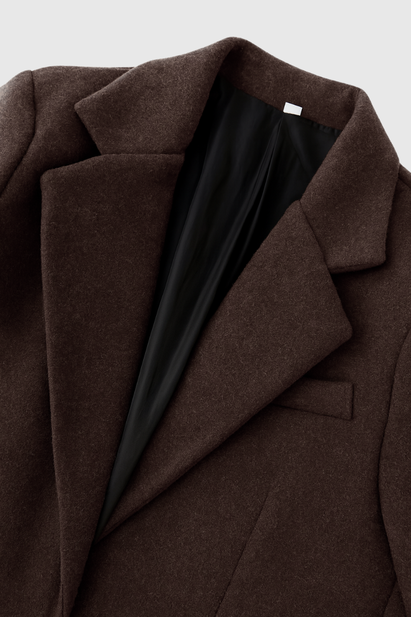Stijlvolle Lange Wollen Bruin Jas voor Dames