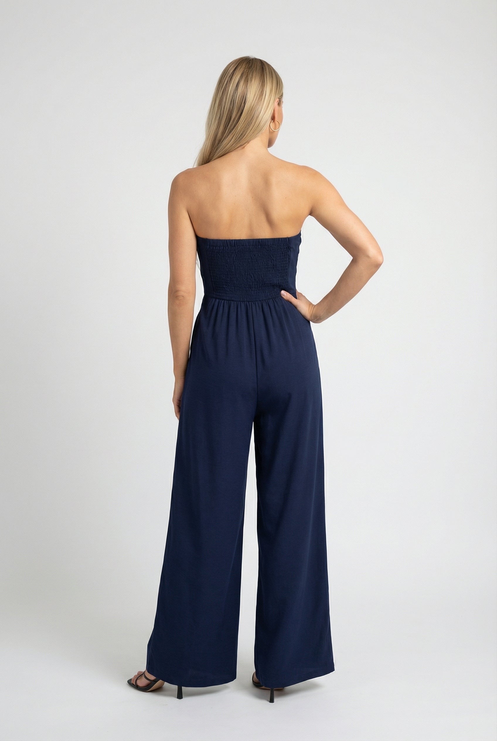Strapless Jumpsuit with Wide-Leg - Modern Class in Dark Blue