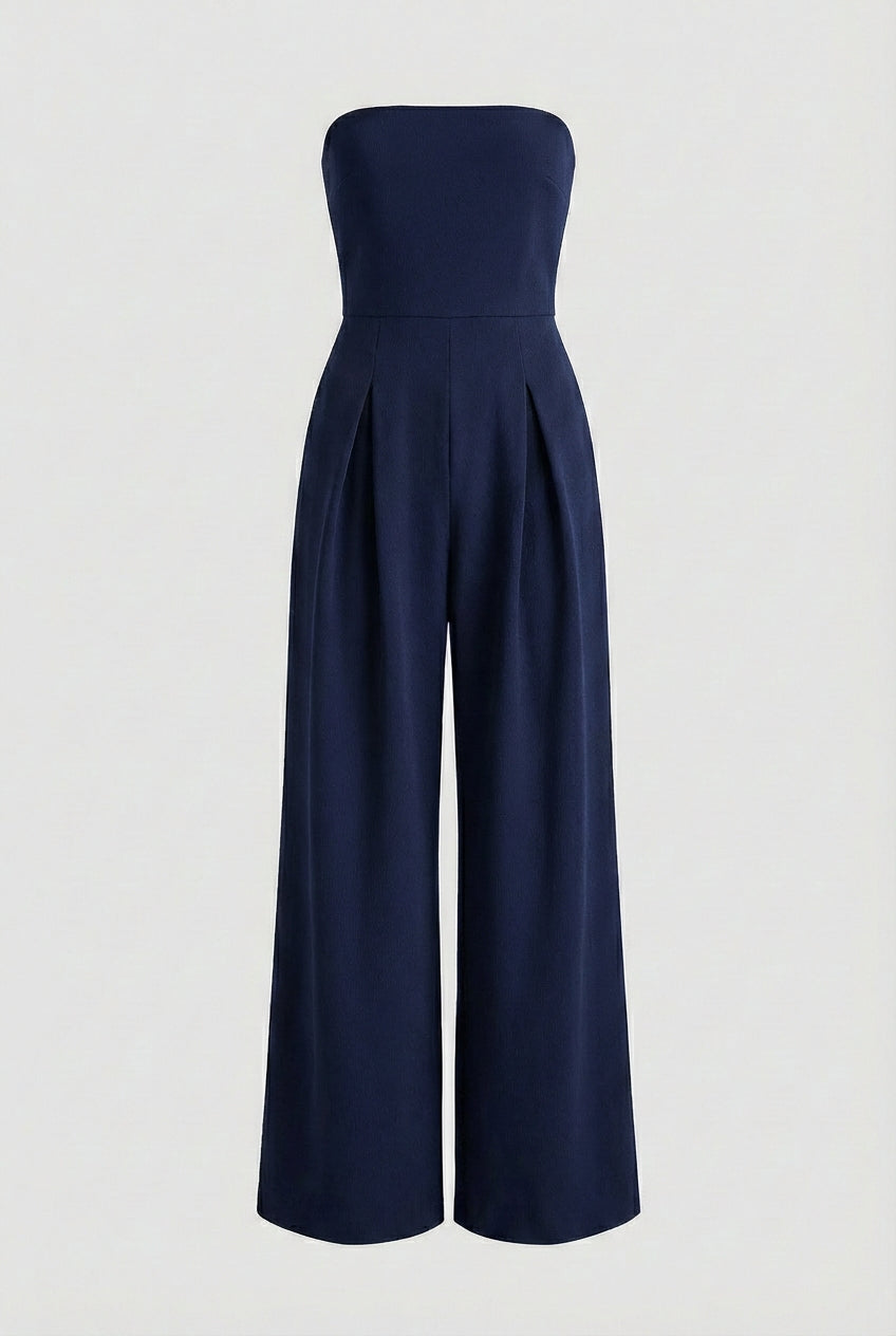 Strapless Jumpsuit with Wide-Leg - Modern Class in Dark Blue