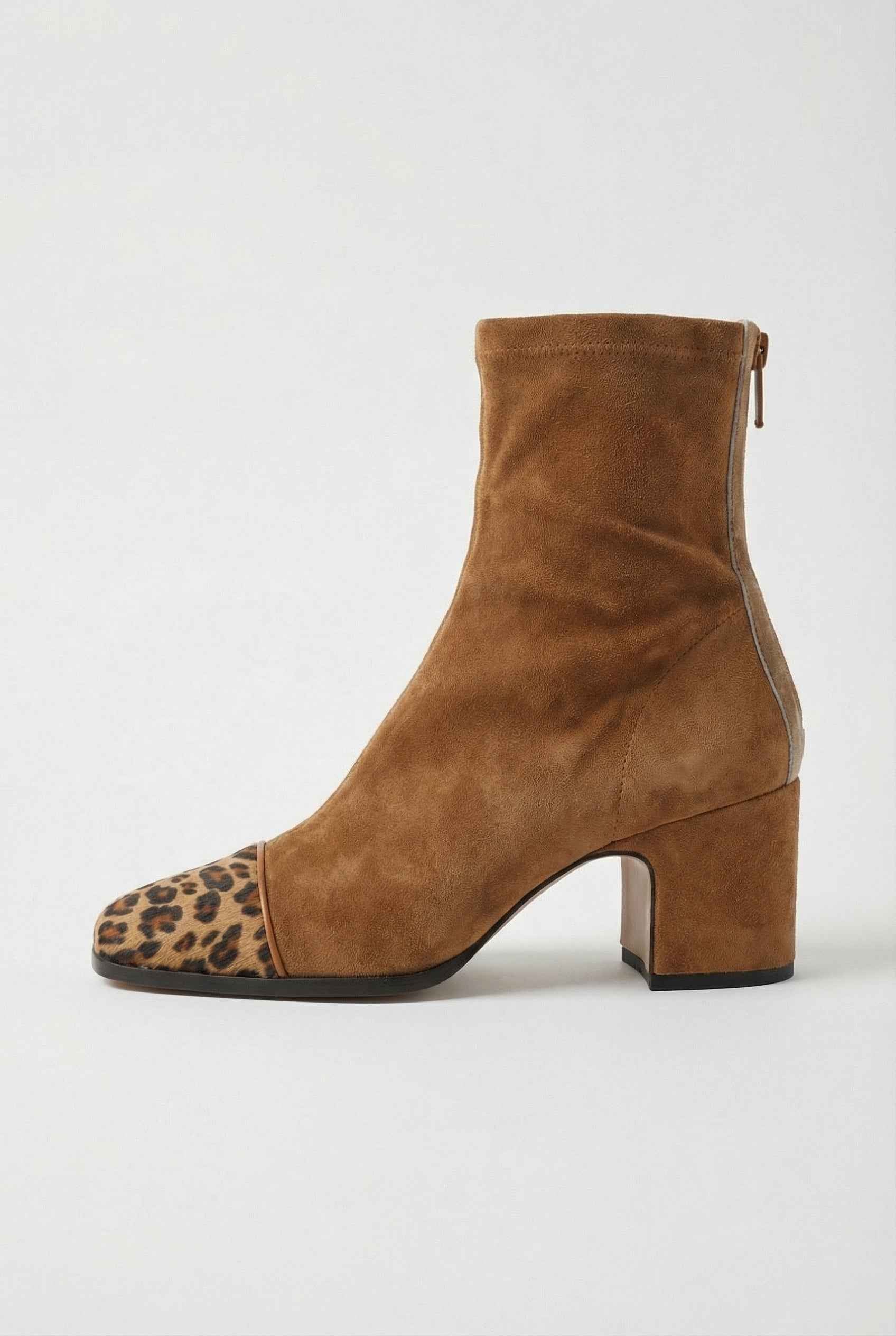 Dark Brown Mid-Calf Heeled Boots for Women