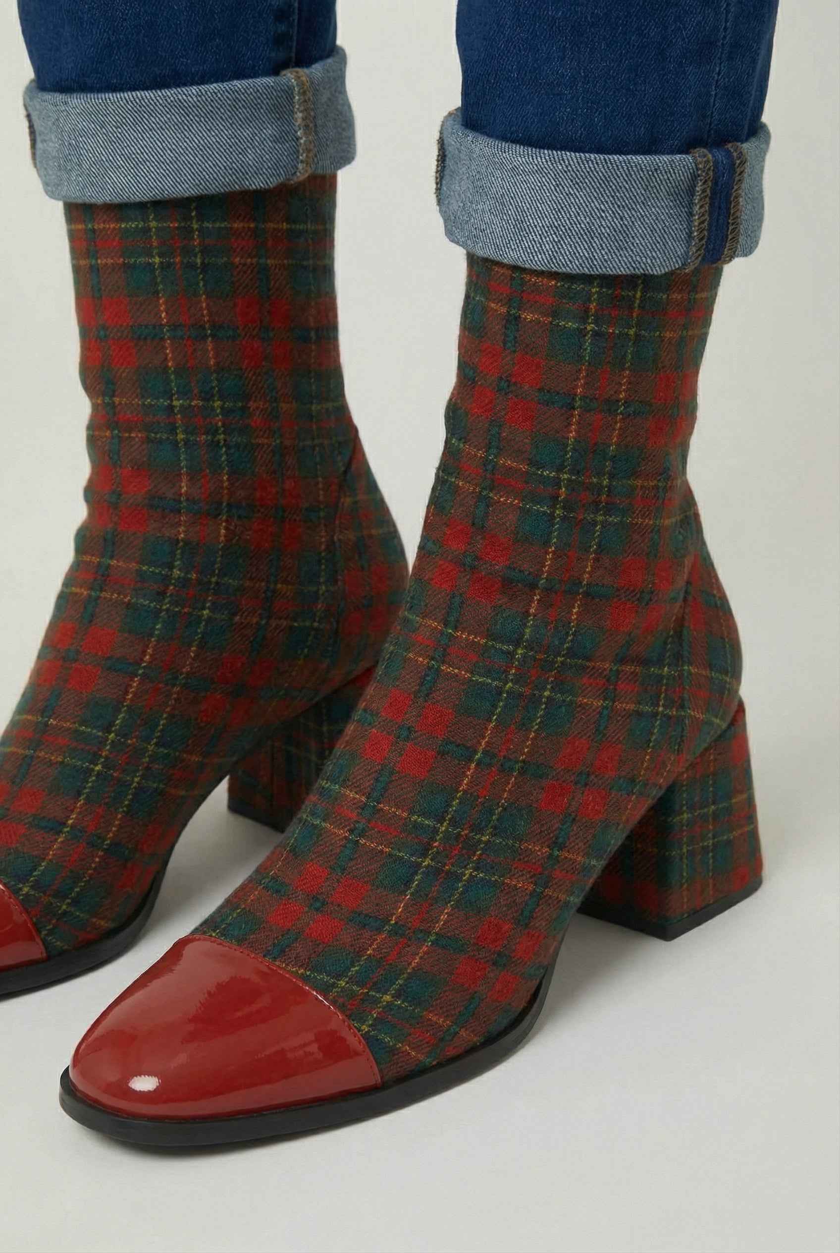 Vintage Women’s Mid-Calf Boots in Red & Green