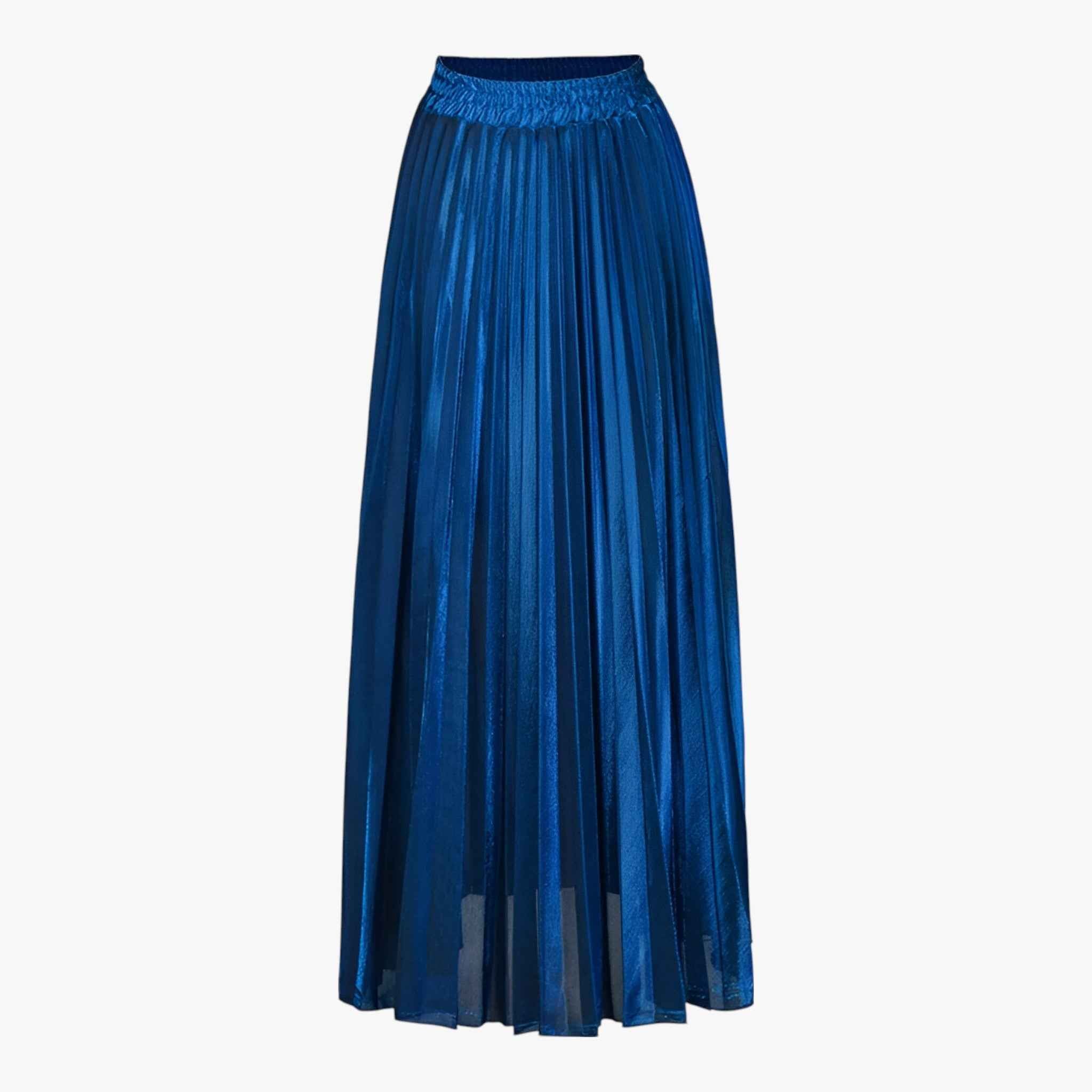 Damesrokken : Vrouwen Plissé Rok Blauw - Elegante Lange Rok voor Elke Gelegenheid in Blauw van Vanda Liamo