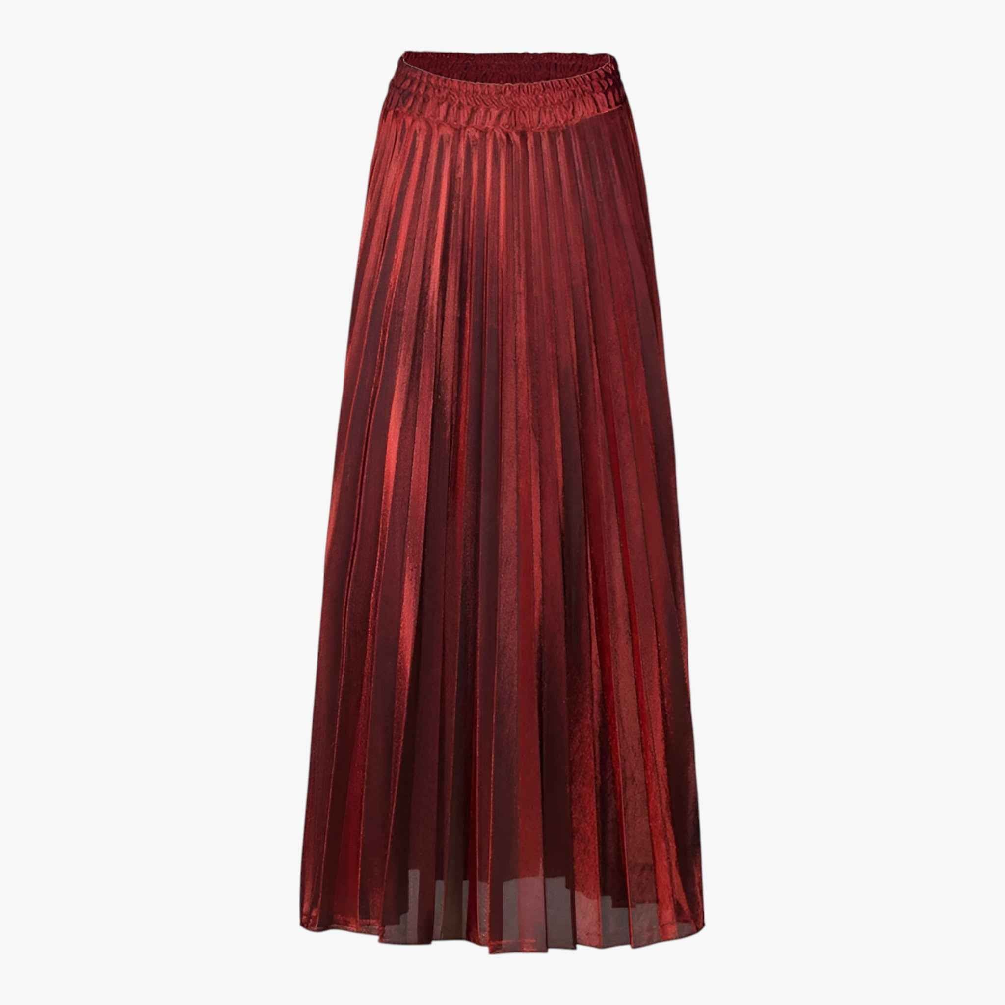 Damesrokken : Vrouwen Plissé Lange Rok Rood - Elegante Plissé Rok voor een Stijlvolle Look in Rood van Vanda Liamo