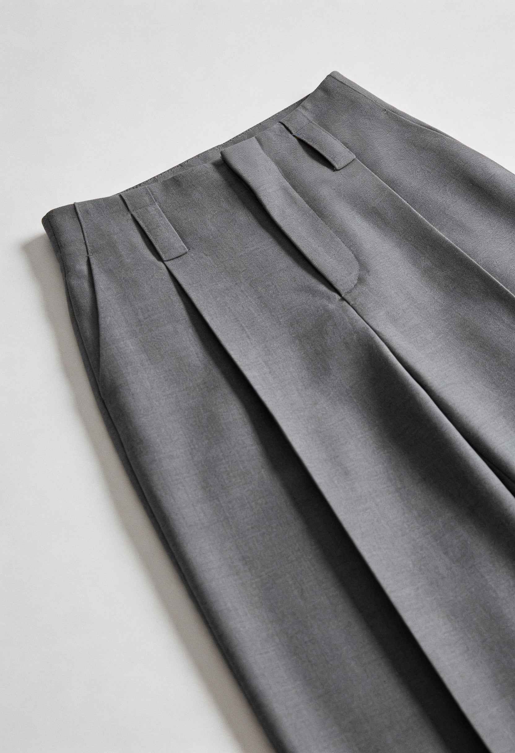 Vrouwen Hoge Taille Grijs Geplooide Broek