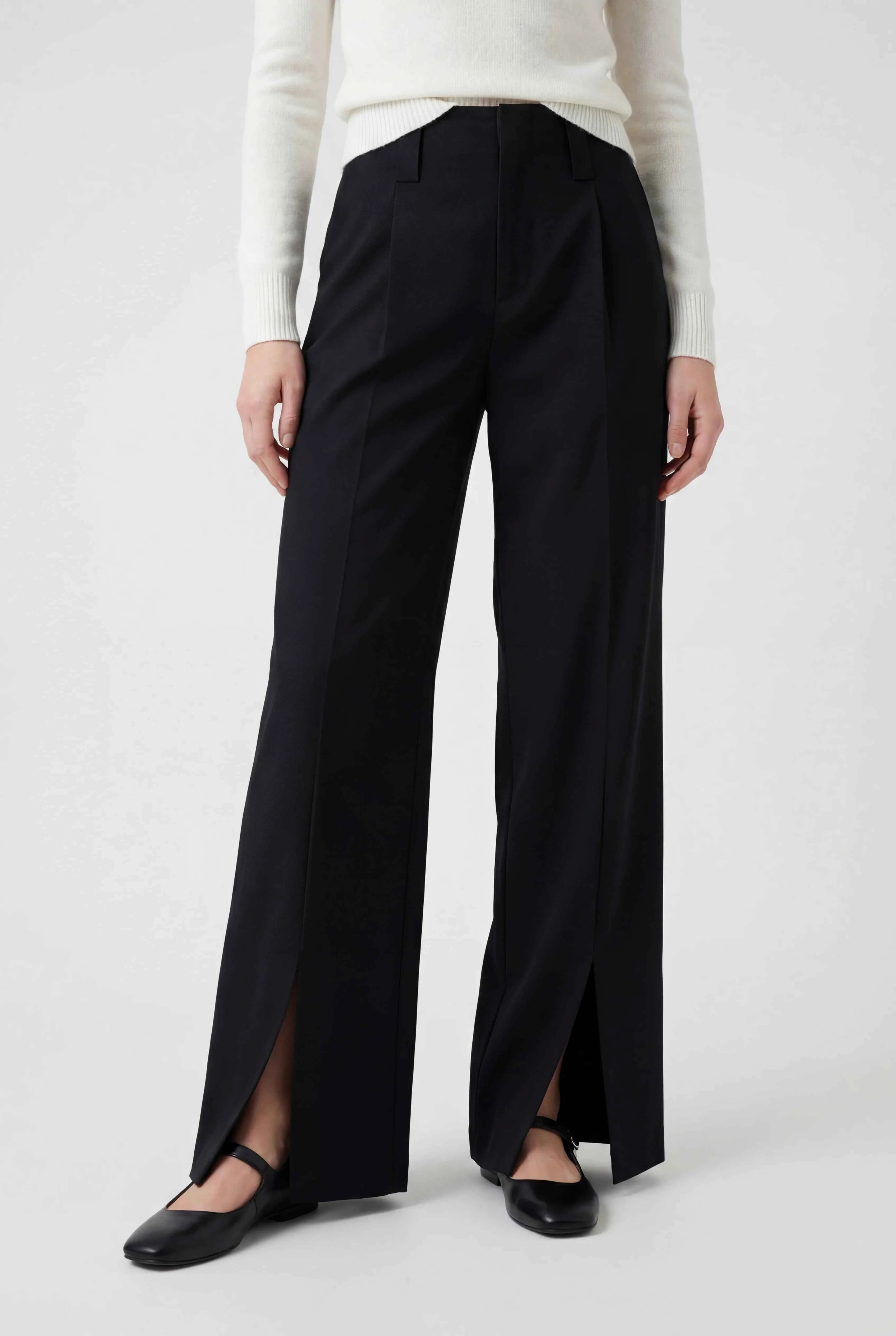 Vrouwen Hoge Taille Wit Geplooide Broek