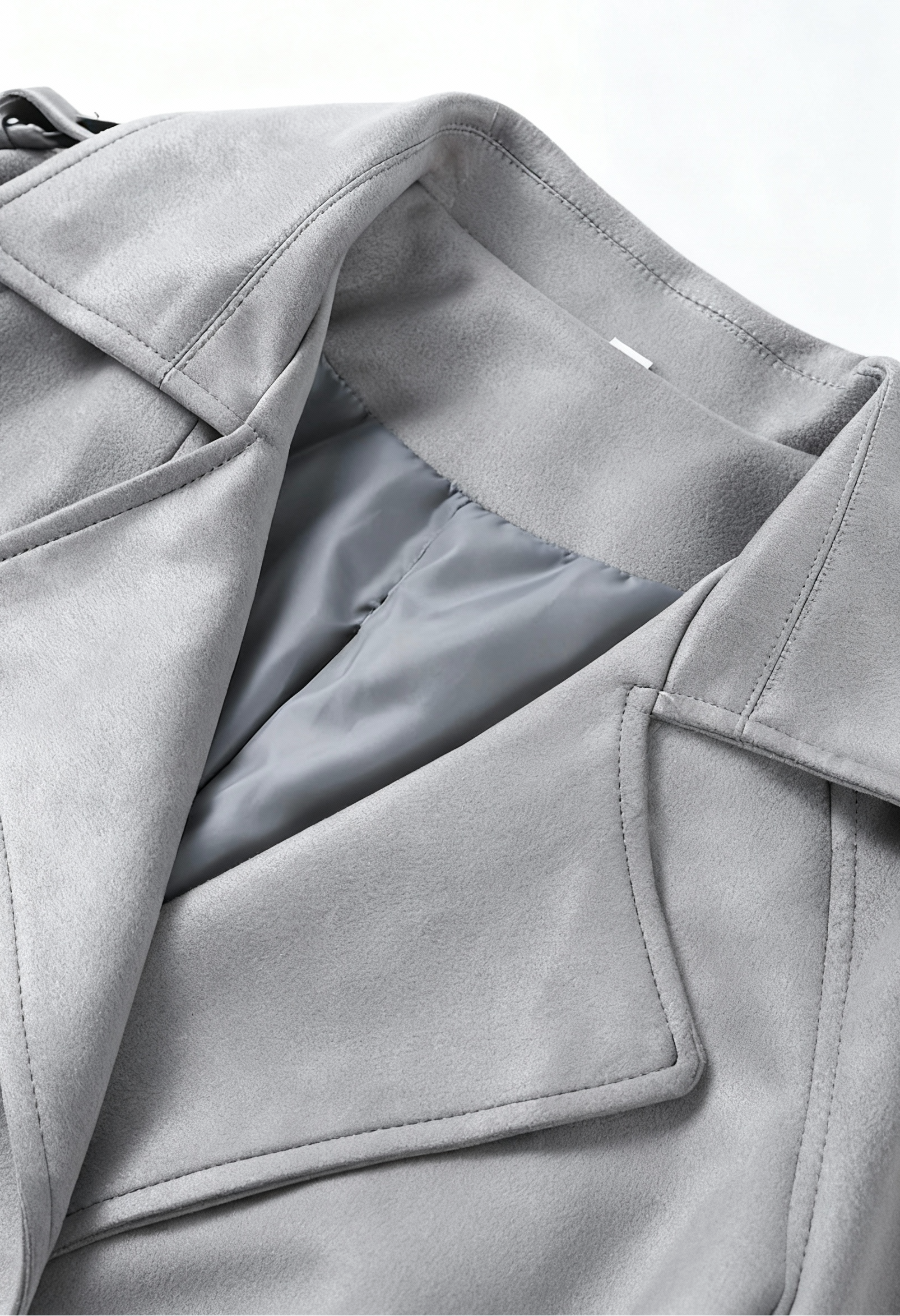 Vrouwen Lange Grijs Jas met Riem