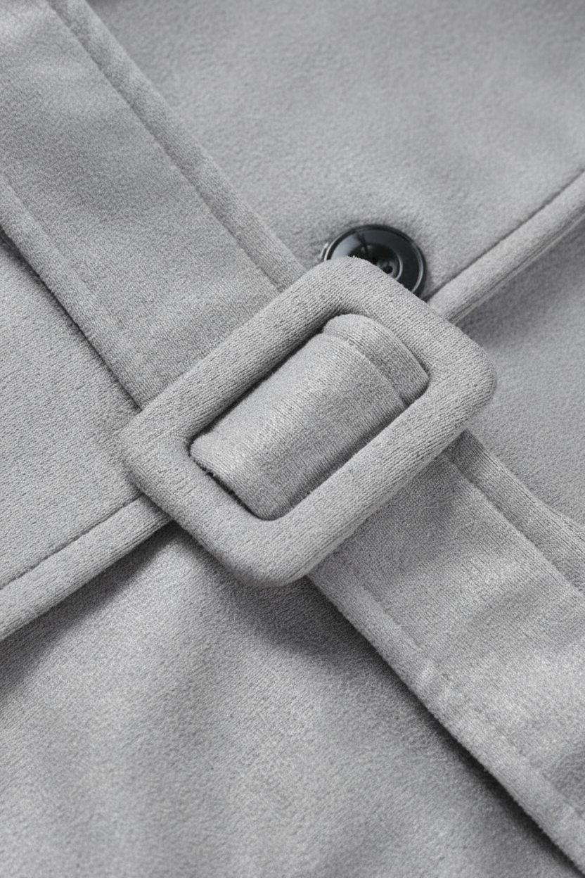 Vrouwen Lange Grijs Jas met Riem