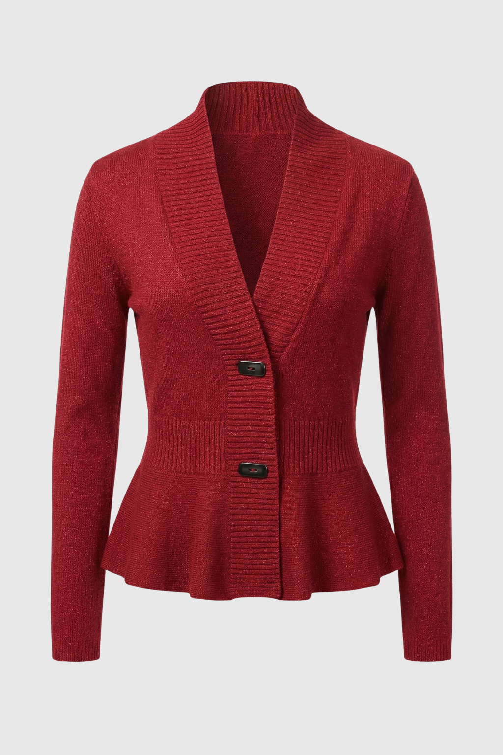 Women's Slim Burgundy V-Neck Cardigan