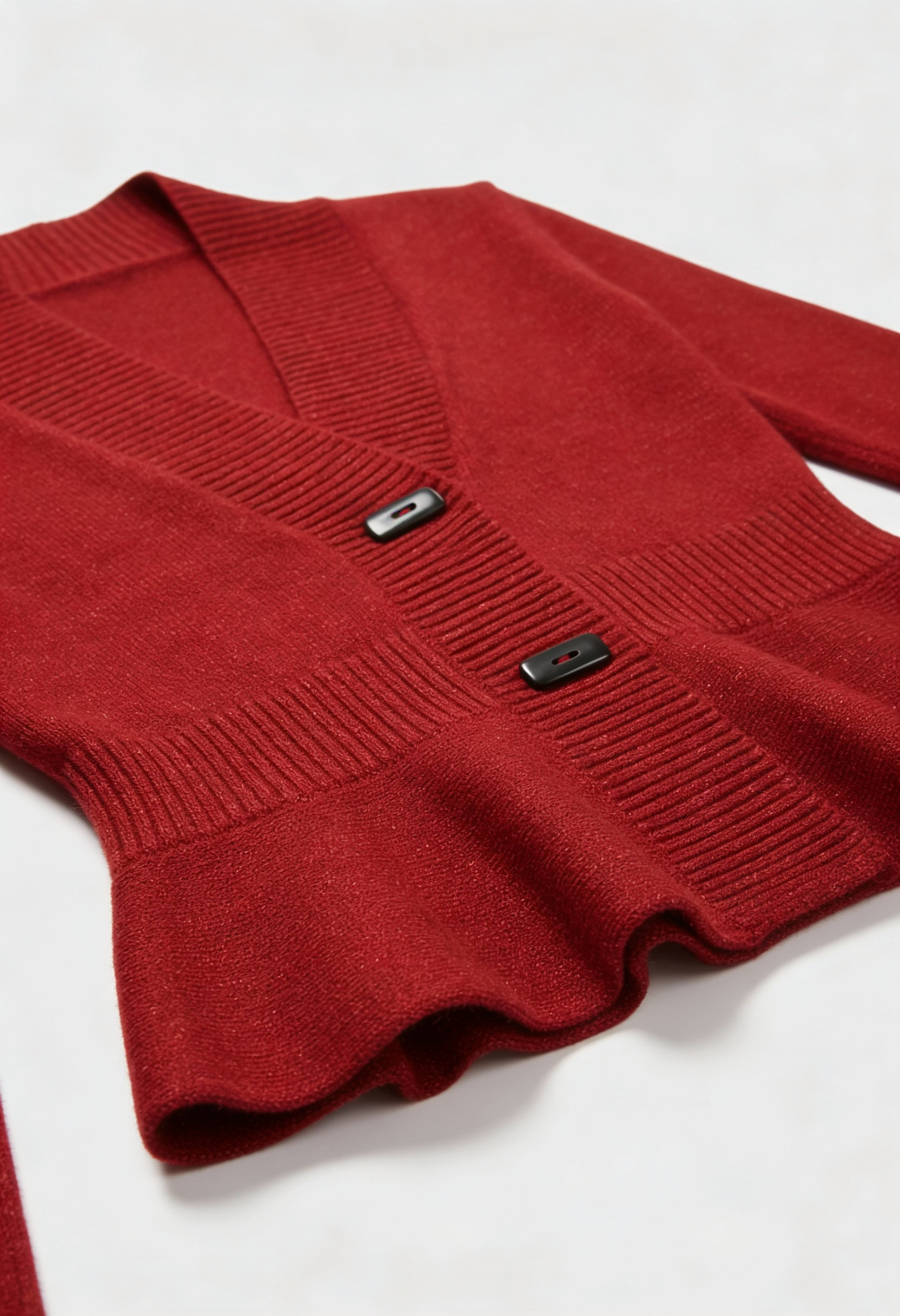Women's Slim Burgundy V-Neck Cardigan