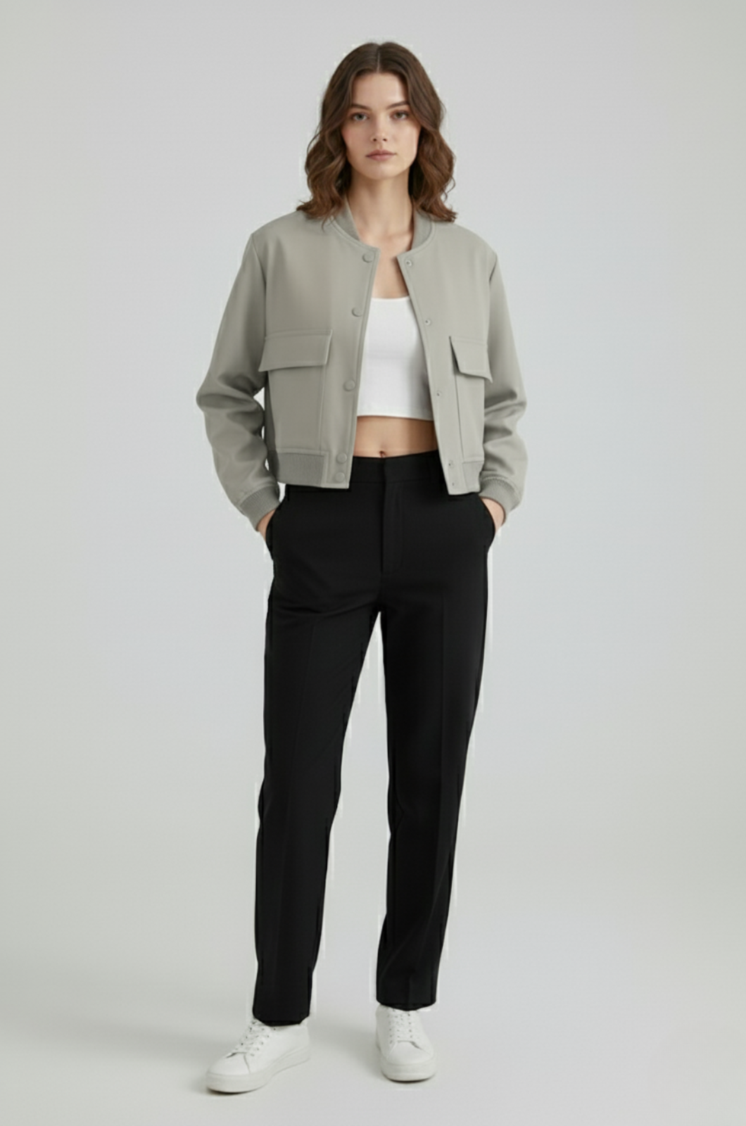 Dames Elegante Bomberjack - Grijs