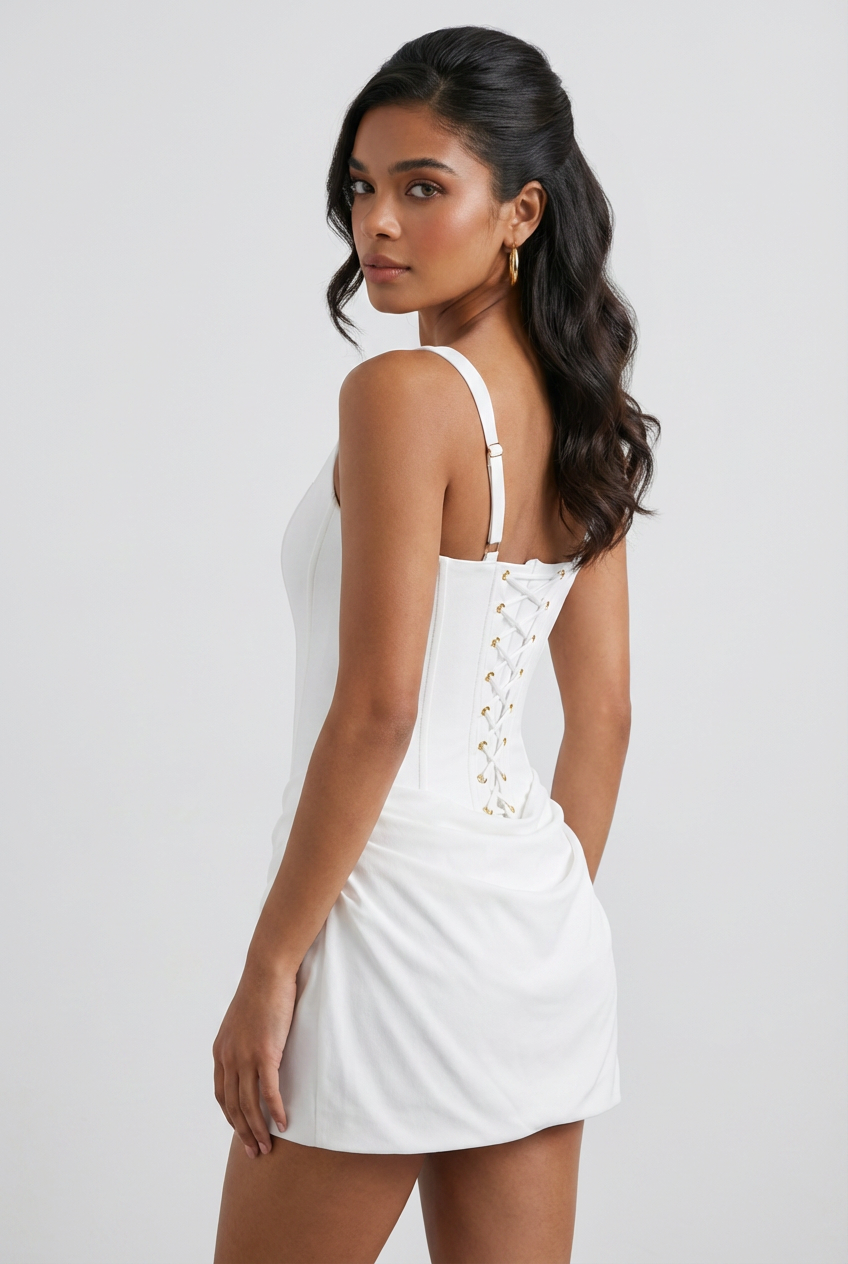 White Draped Mini Dress - Bright Ivory Look for Summer Soirees