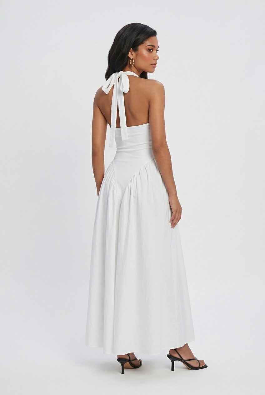 White Elegant Midi Dress – Chic Feminine Style for Parties & Summer Events